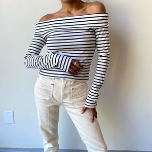 Derek Lam Striper Off Shoulder Top